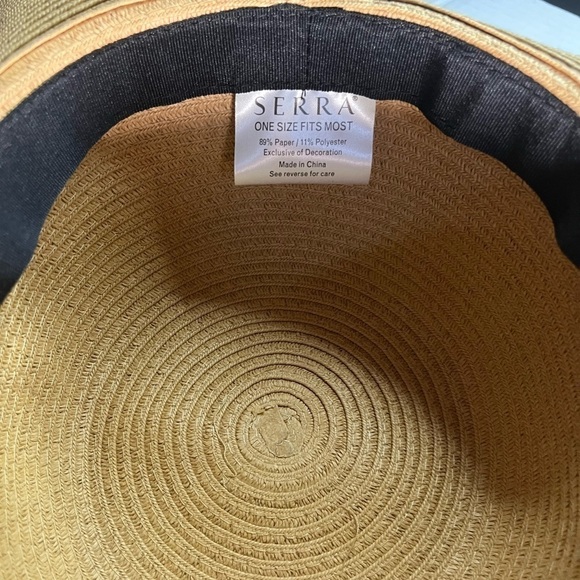Serra floppy boho wide brim straw beachy hat with tassels. - Picture 6 of 11